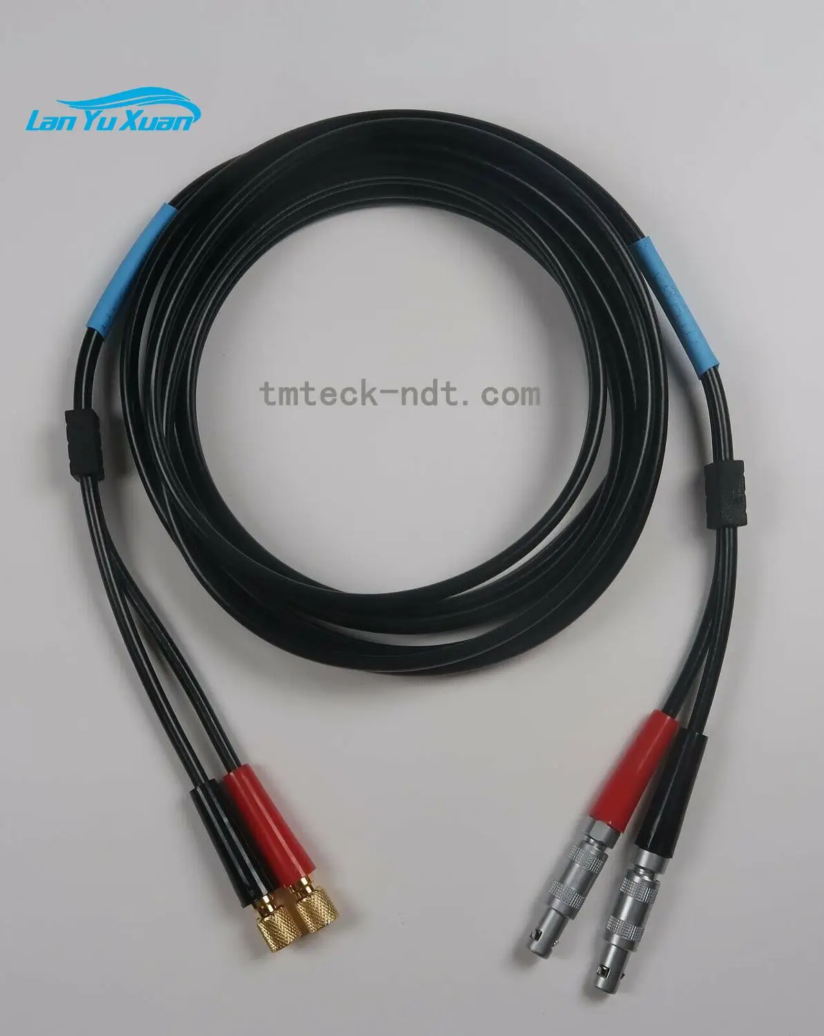 compatible with style LEMO 00 to one large&one small microdot  Dual Industrial coaxial cable OF NDT ultrasonic cable
