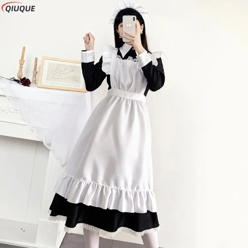 Women Cute Maid Dress Maid Outfit Costume Cross Dressing Housekeeper Dress Japanese Uniforms Halloween Cosplay Costume