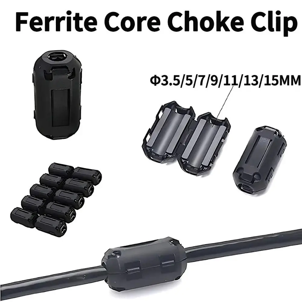 1Pcs EMI RFI Choke Clip Degaussing Filter Ferrite Core Noise Suppressor Anti-interference Magnetic Ring 3.5/5/7/9/13/15mm