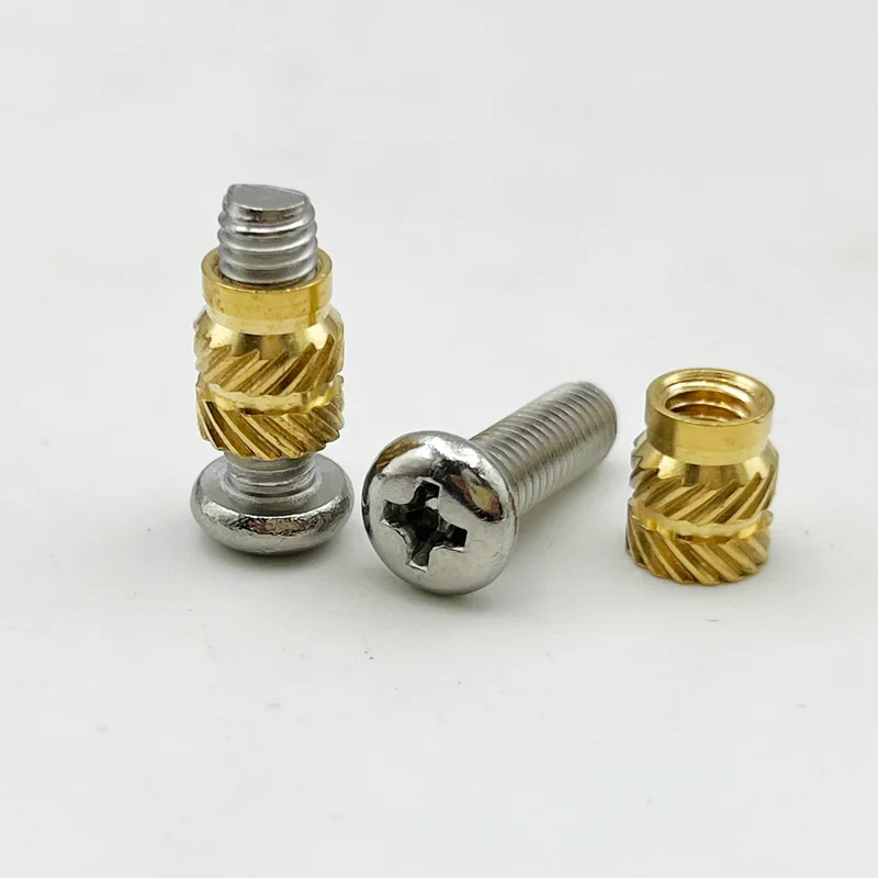 Insert Brass Nut Stainless Steel Screw M1.6 M2 M3 M4 Hot Melt Knurled Thread Heat Embedment Copper Nuts for 3d printer Plastic