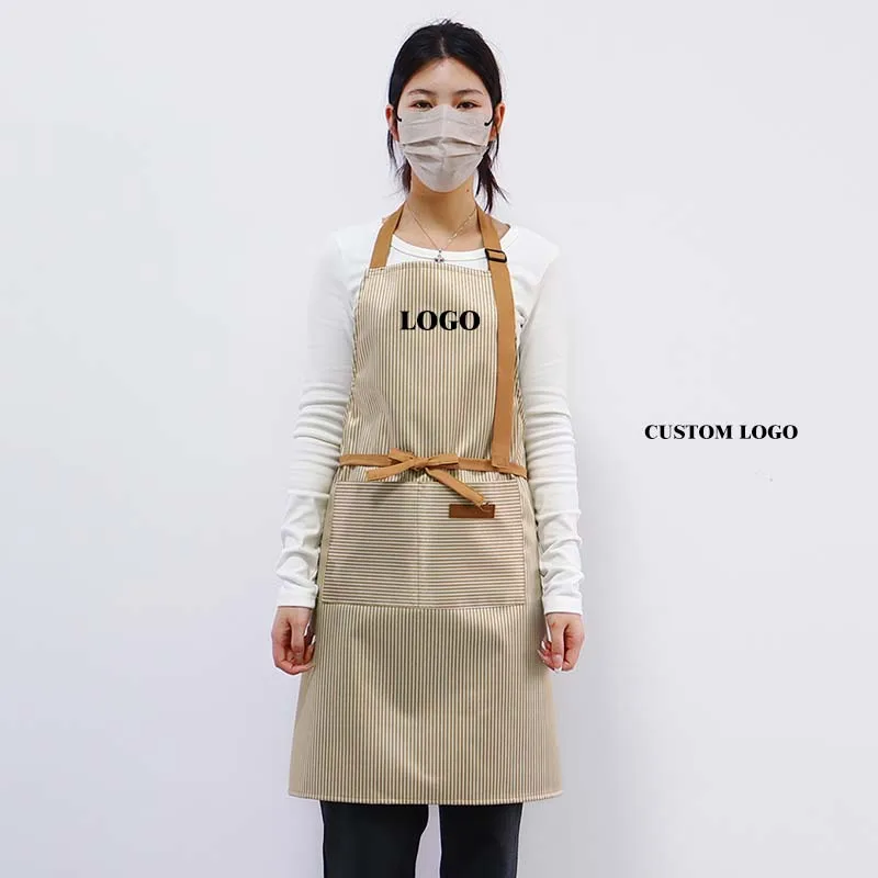 

High Quality Waterproof and Oil Resistant Canvas Striped Kitchen and Dining Room Cleaning Design Apron