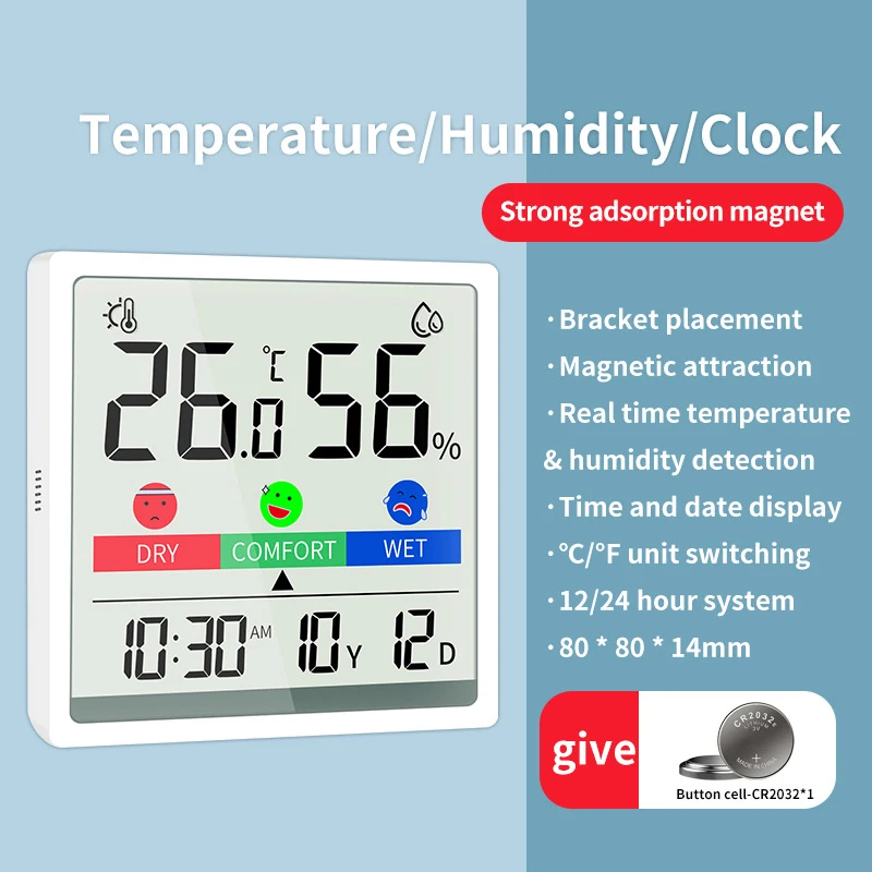 Digital Hygrometer Digital Hygrometer, Indoor Temperature, Humidity Meter, Sensor, Hygrometer, Weather Station, Large Screen LCD