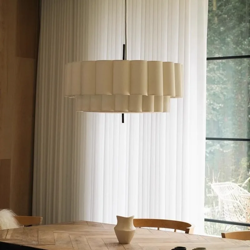 ثريا غرفة المعيشة على الطراز الفرنسي الكريمي بإضاءة رئيسية لغرفة الطعام في القرون الوسطى ثريا قماشية مبتكرة لغرفة النوم #3