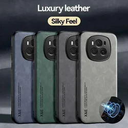 Luxury Leather Case For Honor Magic 7 6 5 Pro Lite 300 200 100 90 Pro X9A X9B X8A X8B Cover With Metal Plate Support Car Hold