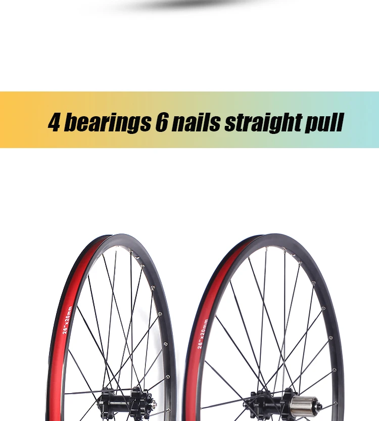 ROCKBAO 26/27,5/29 Zoll Mountainbike-Laufradsatz Sechs-Nagel-Straight-Pull 2/4 Lager 8-11 Gang 24H Aluminiumlegierung MTB Fahrradlaufrad – Detail 9