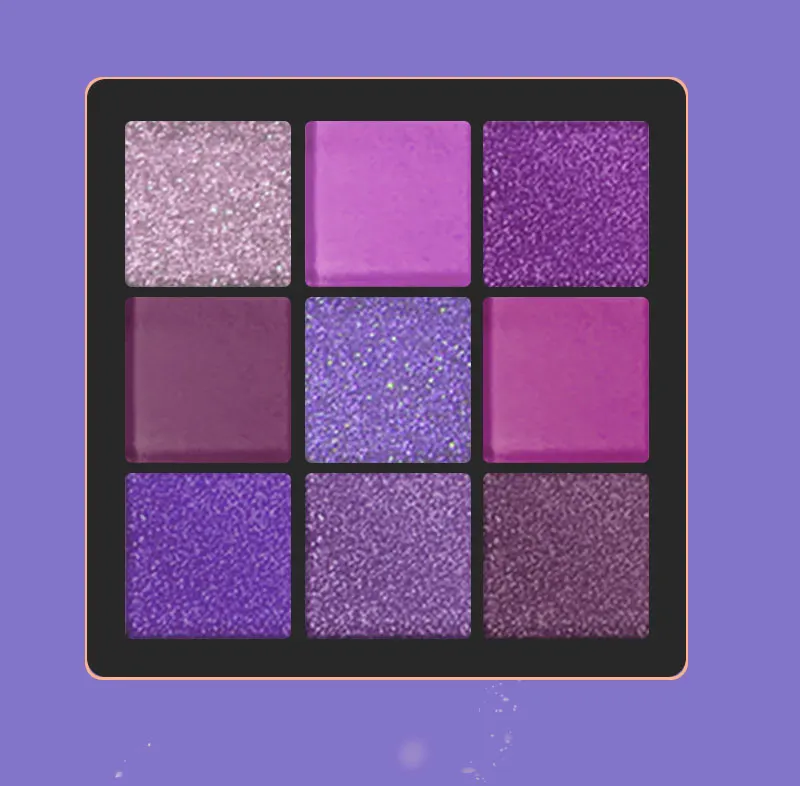 Luxuriöse Lila Lidschatten-Palette 9 Farben Matt und Schimmernd Violett Augen-Make-up für Rauchige oder Natürliche Looks Kosmetik – Detail 3
