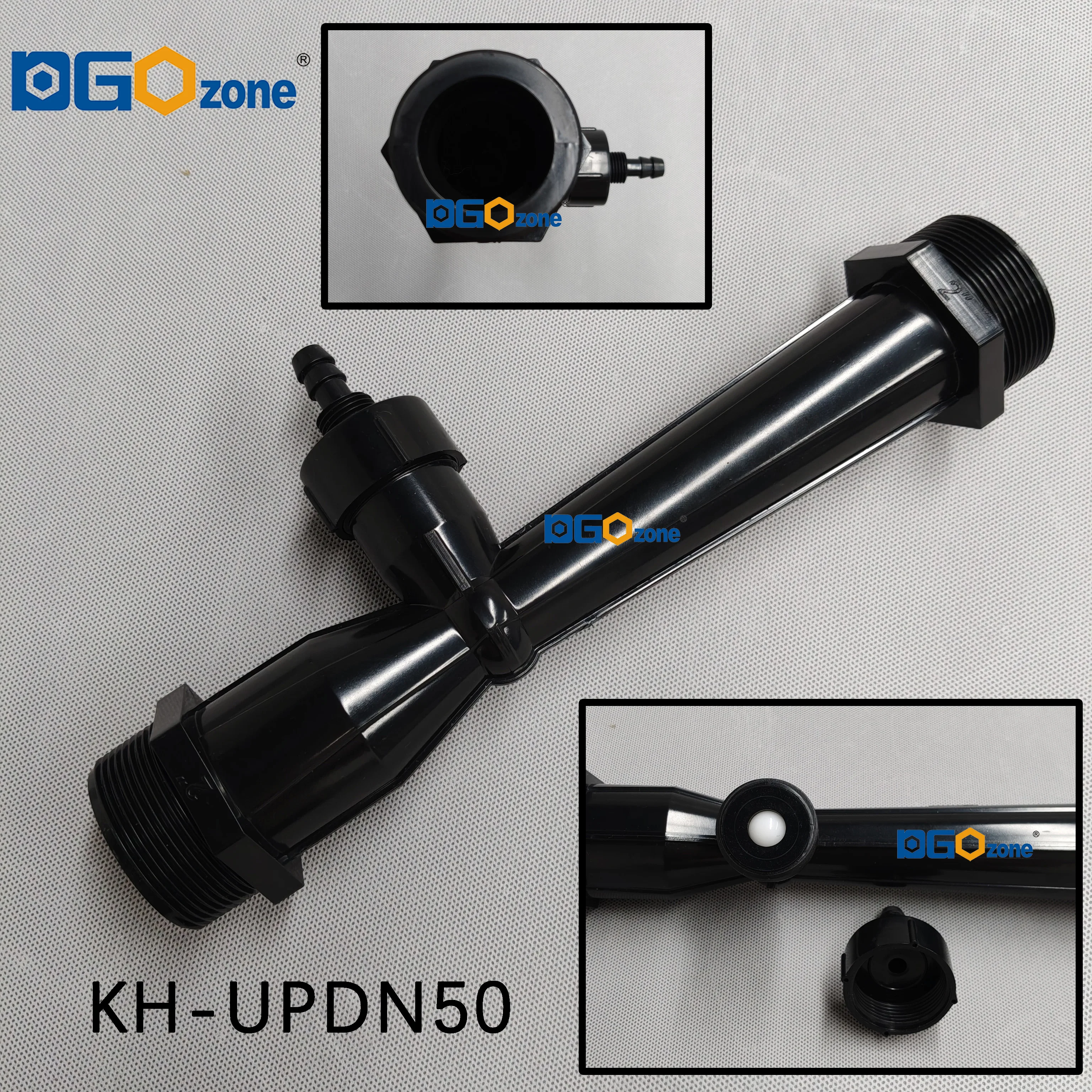 DGOzone 2' UPVC Venturi Injector for Mixing Liquid and Gas Tube Connecting BSP Thread KH-UPDN50 Water Tube Emitter