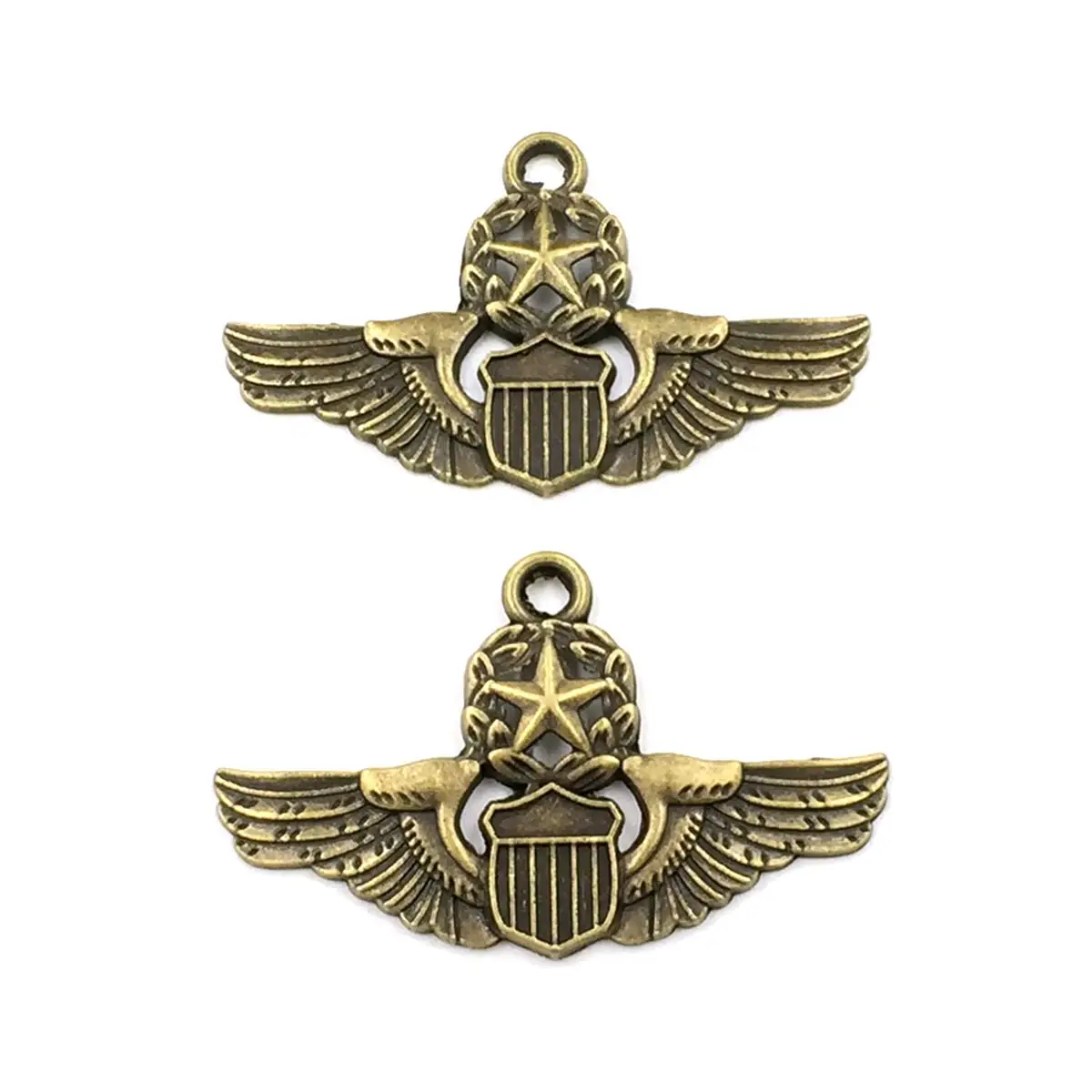 

50PCS Bronze Tone Wings Shield Star Charm Pendants 47x28mm DIY Jewelry Crafts Making Accessories Handmade Material Supplies