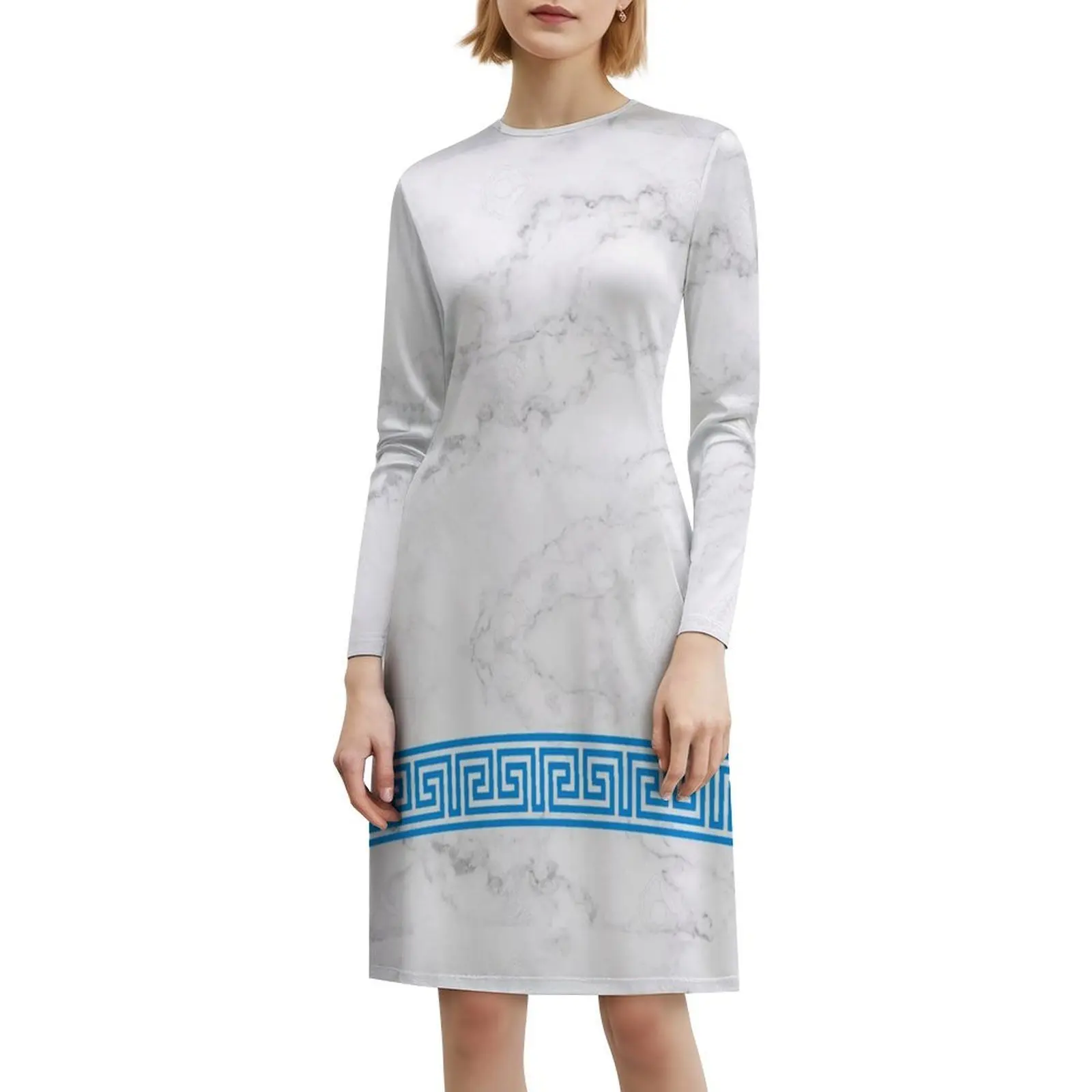 Vestido sin mangas bohemio de mármol griego, vestido de fiesta de vacaciones en la playa con estampado múltiple, mitología de la Grecia de mármol, Atenas griegas para mujer