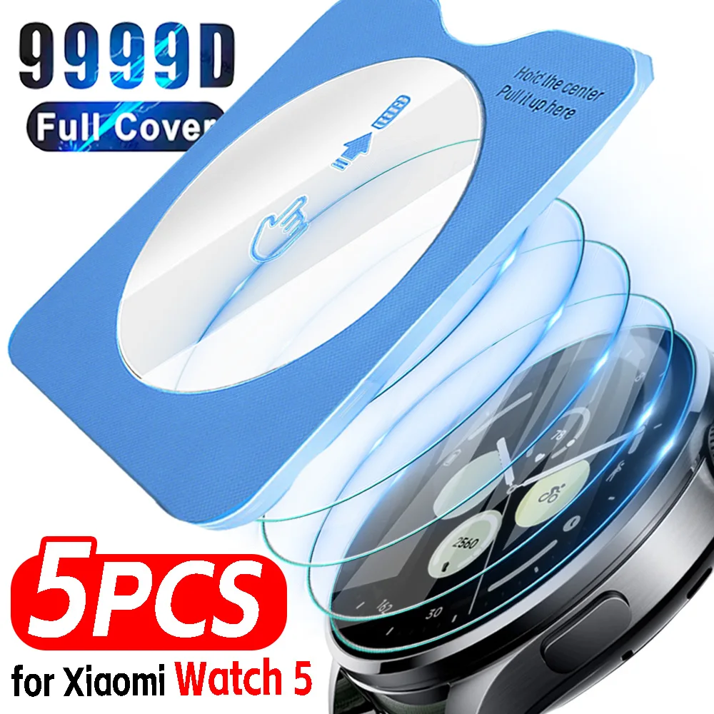 

5-1Pc Easy Installation Tempered Glass for Xiaomi Watch 5 PMMA Soft Protective Film with Positioning Film Kit for Xiaomi Watch 5