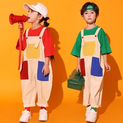 Boys Hip Hop Clothing Loose Overalls Girls Cargo Pants Kids Dungaree Joggers Child Jumpsuit Street Dance Romper Teen Streetwear