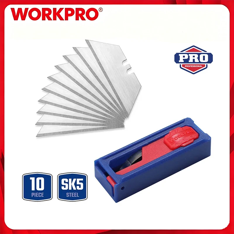 WORKPRO WP213002 10-Piece SK5 Utility Knife Blades Durable Sharp Rust Proof for Box Cutting Express Home Repair