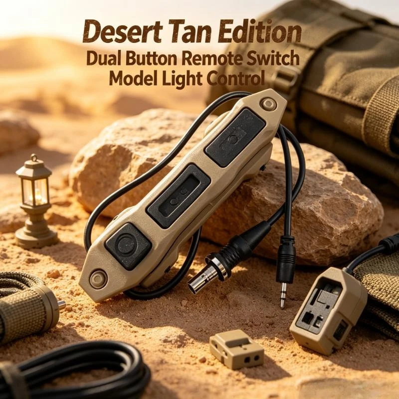 Dual Button Wire Control Tactical Remote Pressure Switch, toy model light accessory with two 2.5mm audio jacks