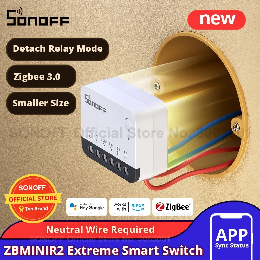 SONOFF ZBMINIR2 Extreme Zigbee3.0 مفتاح ذكي فصل التتابع أصغر حجم أوسع إشارة التحكم عن بعد العمل مع أليكسا جوجل المنزل