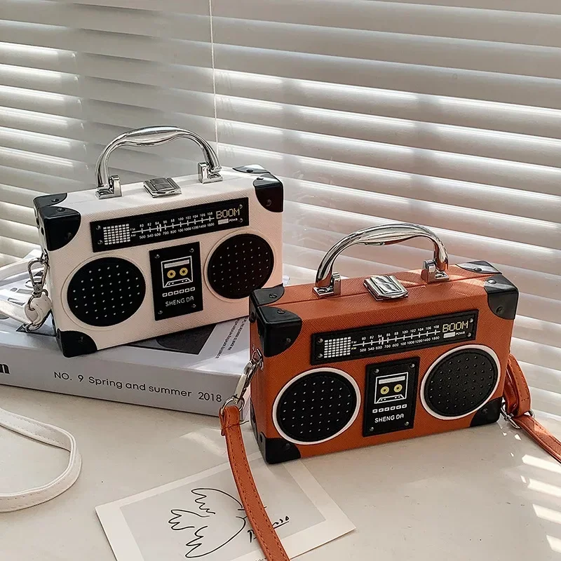 2024  Popular Shoulder Crossbody Bag Women Creative Personality Funny Retro Radio Handbag Fashion design Small Square Bag