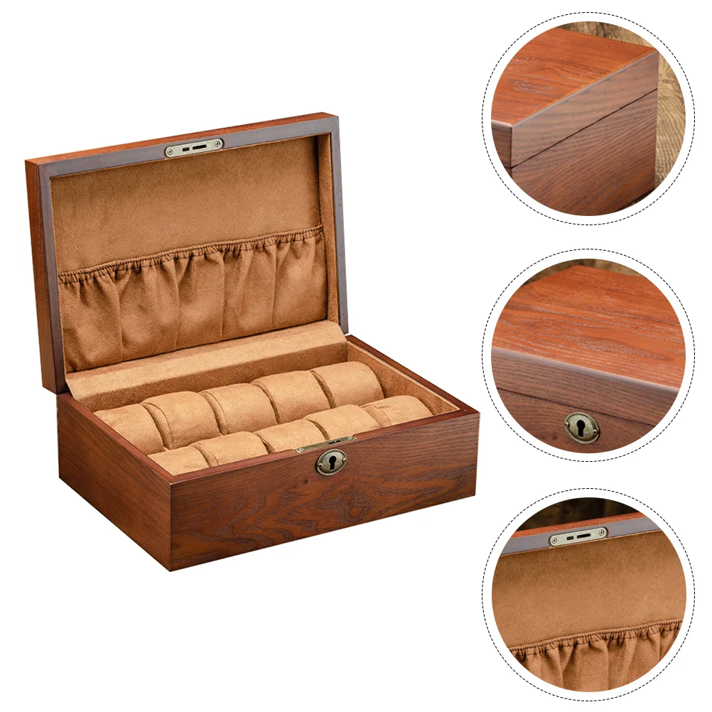 Watch Box Organizer Case Watches Container Display Storage Solid Wood Ten Grids