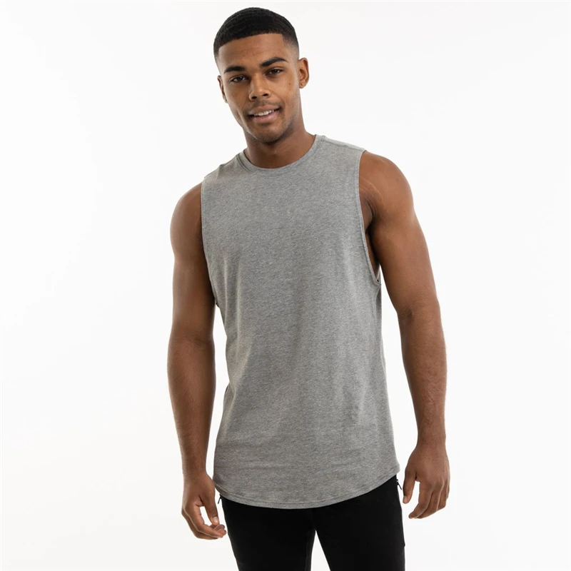 Cotton Fitness Clothing Mens Plain Sleeveless Shirt Gym Stringer Tank Top Blank Workout Shirt Muscle Tee Bodybuilding Vest