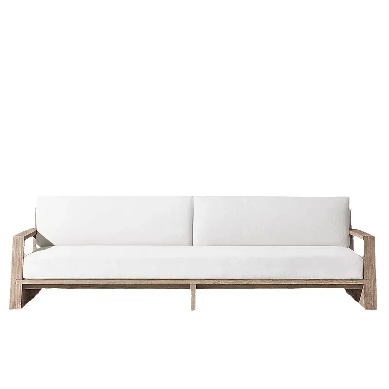 Outdoor sofa old anti-corrosion teak combination outdoor courtyard terrace garden leisure solid wood waterproof and sunscreen
