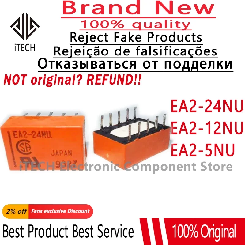 5-10pcs/lot EA2-5NU EA2-12NU EA2-24NU DIP-10 New Original Signal Relay 1A DPDT EA2-5NU-L EA2-12NU-L EA2-24NU-L