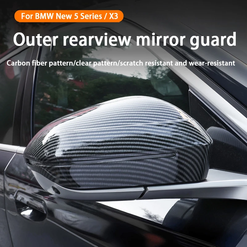 

Car Mirror Cover For BMW 5Series 7Series X3 G60 G61 G70 G45 2023-2026 ABS Carbon Fiber Rearview Mirror Sticker Part Accessories