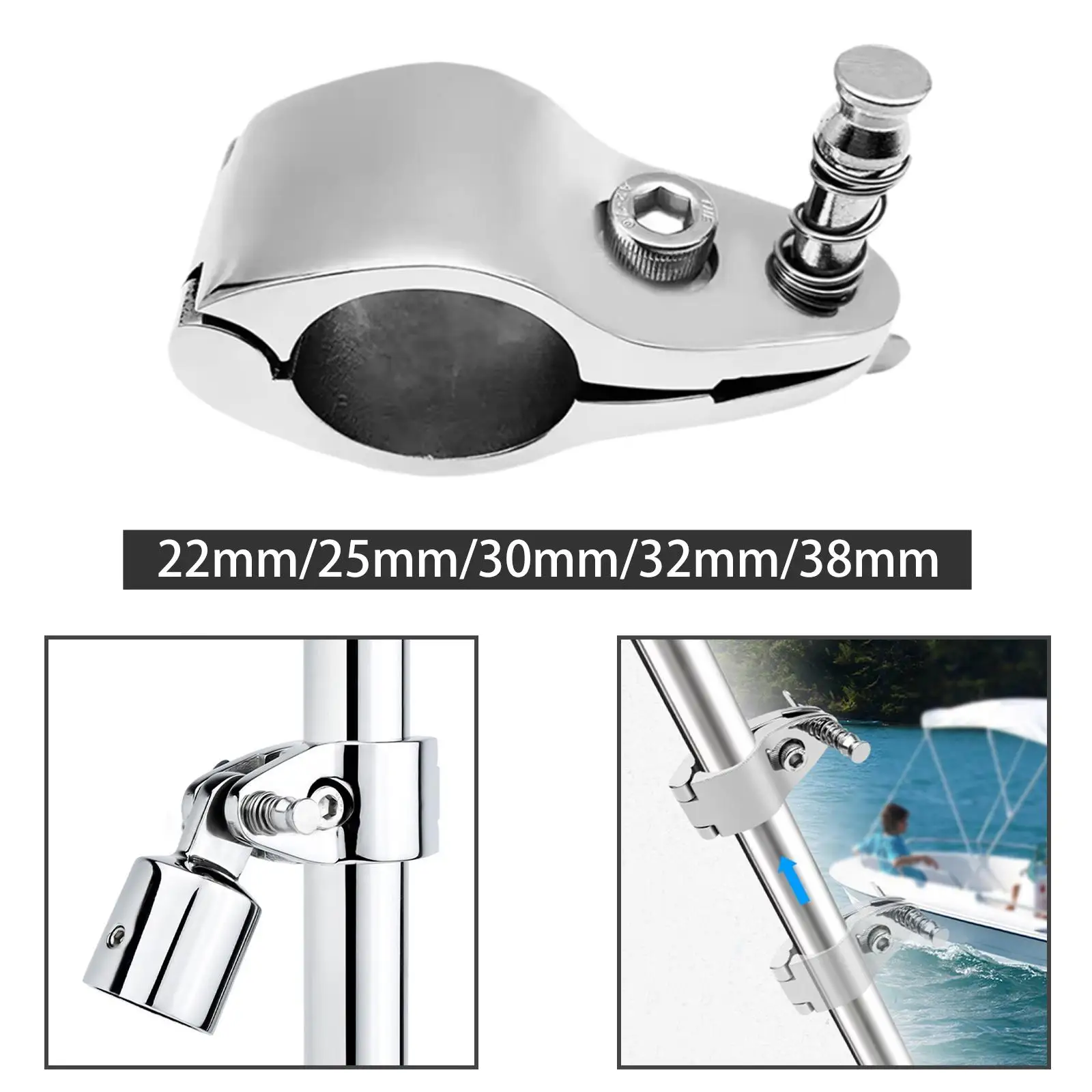 Top Jaw Slide Marine Clamp Yacht Tube Rail Support Easy to Install 316 Stainless Steel Yacht Locking Pin Marine Fittings