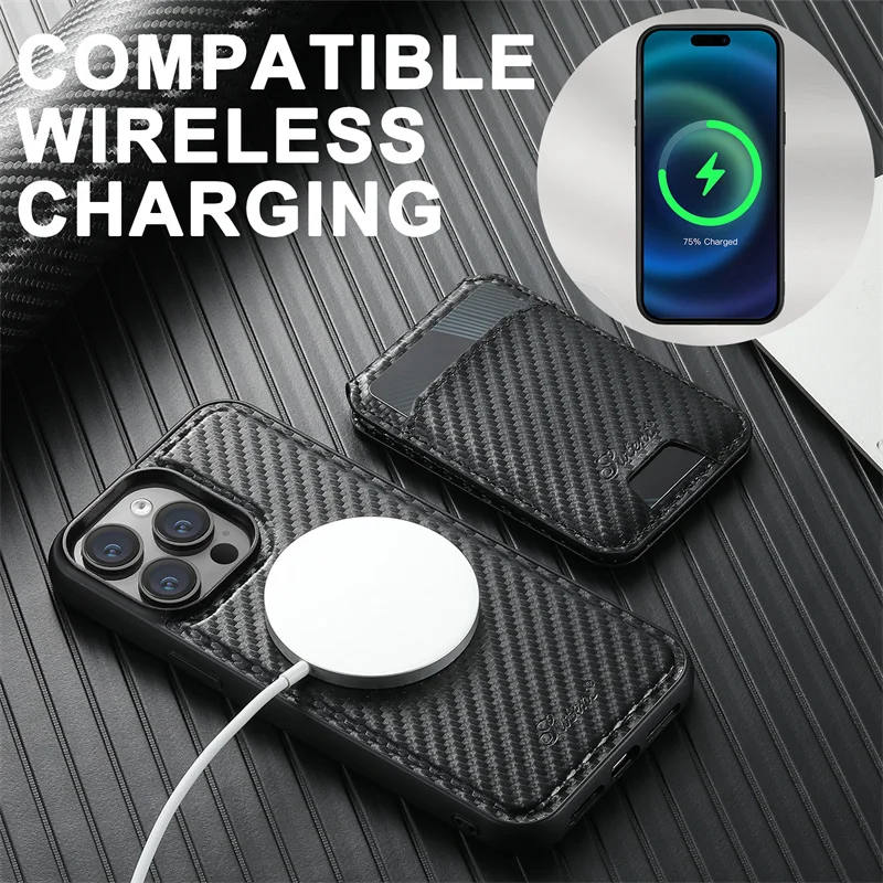 2-in-1 detachable With Magsafe Wireless Charging Wallet Phone Case For iPhone 16 15 14 13 12Pro Max Plus Leather Magnetic Cover