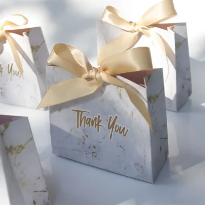 Top-quality Creative Grey Marble Wedding Favours Candy Boxes Paper Chocolate Boxes Package Gift Bag Box for Party Baby Shower