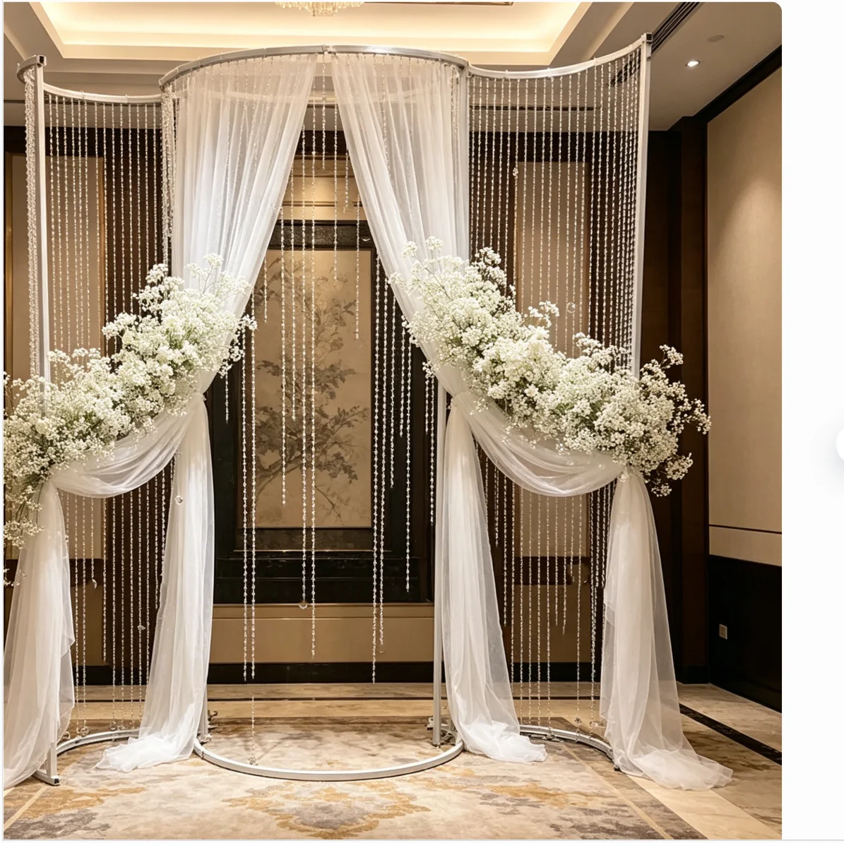 

Giant Luxury Walkway Arch Backdrop Stand PVC Wedding Stage Background Stand can Hanging Chandelier acrylic bead