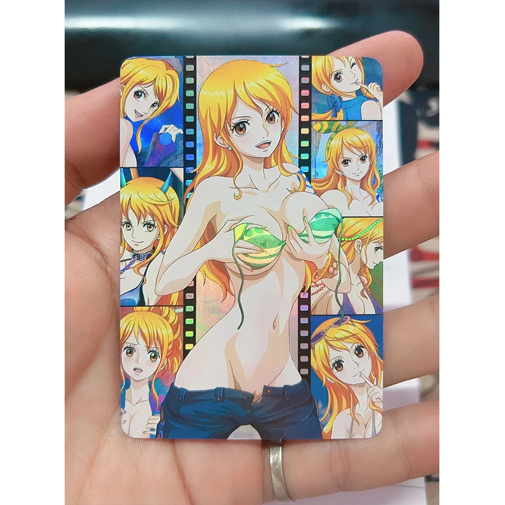 DIY ACG อะนิเมะ One Piece Anita Hailey Nami Premium Glitter การ์ดเด็กเกมของเล่นสะสมการ์ดวันเกิดคริสต์มาสของขวัญ