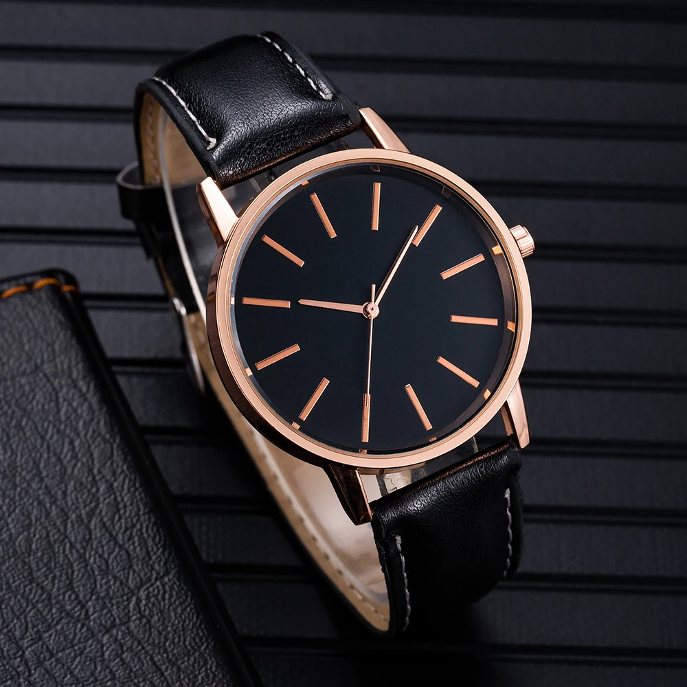 Luxury Watches For Men Minimalist Black Rose Leather Man Quartz Wrist Watch Sports Electronic Clock High Quality Orologio Uomo