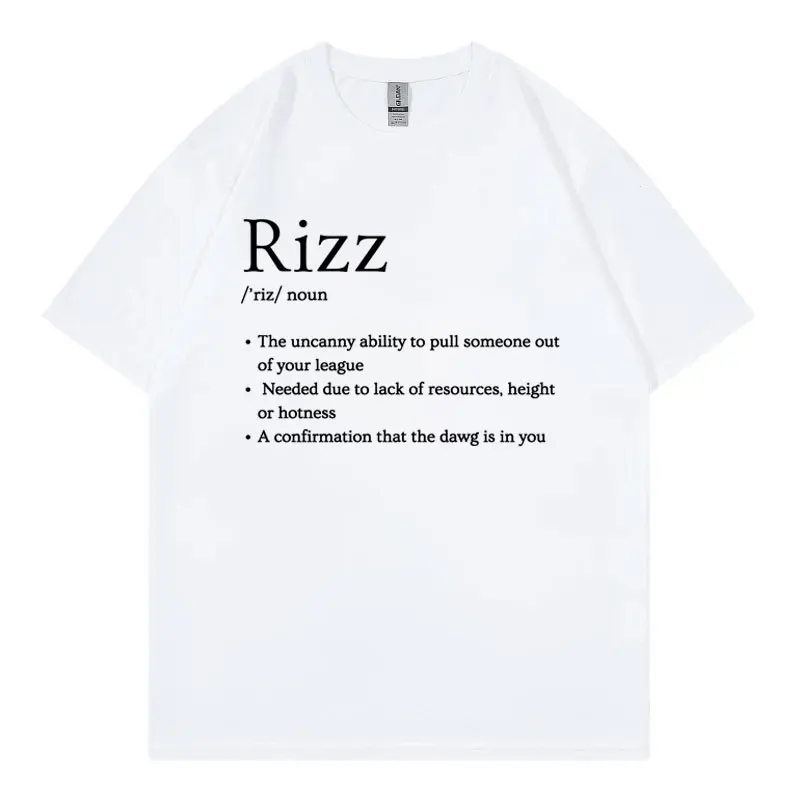 Rizz Definition Funny Meme T Shirt Men Women Clothing Casual Fashion Short Sleeve T-shirts Summer Cotton Loose O-Neck T-shirt