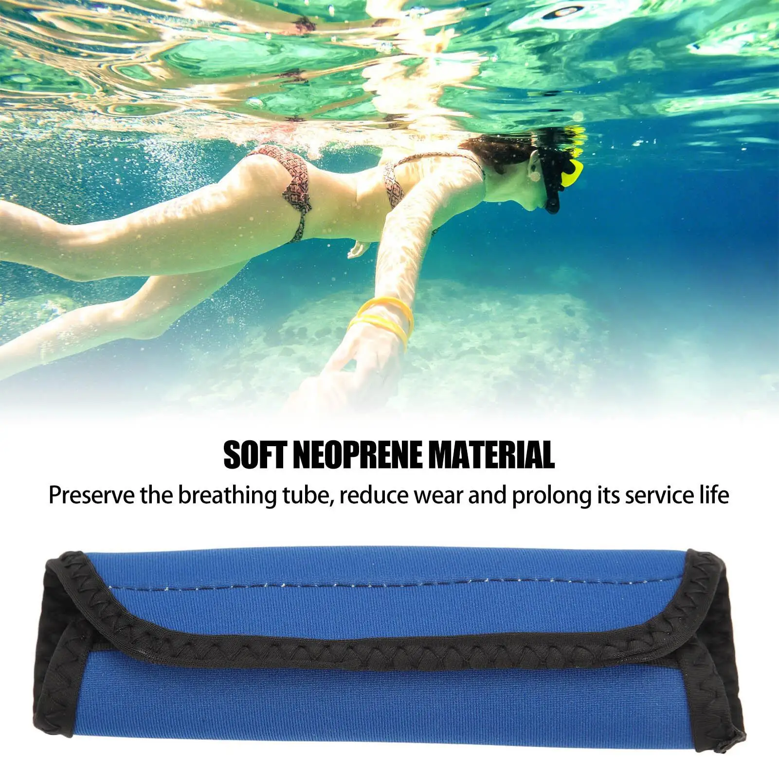 Neoprene Rubber Snorkel Protective Sleeve with Buoyancy and Fastener for swimming