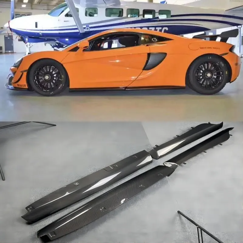 4PCS/SET For McLaren 540 570s 570gt 2016-2021 REAL Carbon Fiber Side  Skirts Extension Body Kit lip Cover