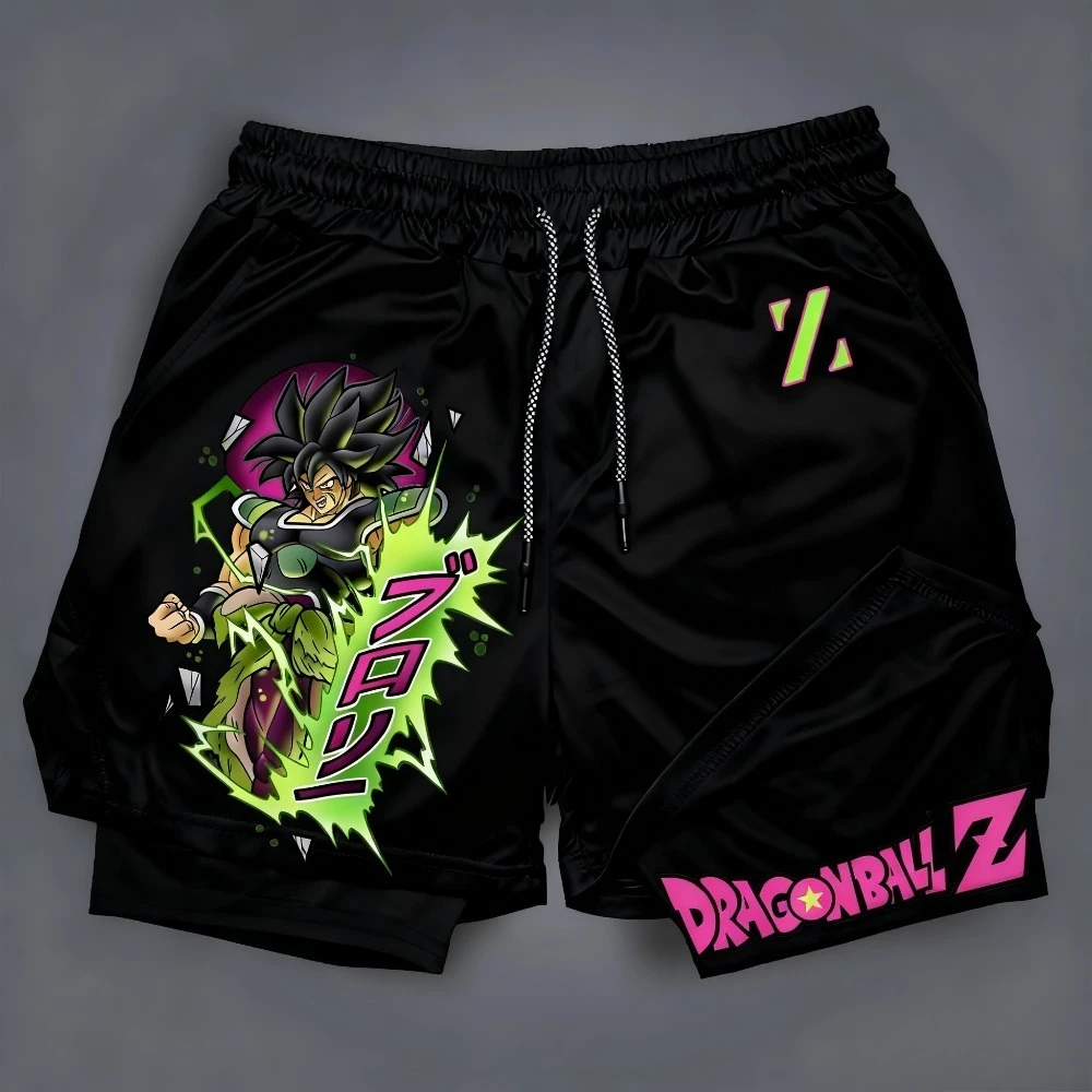 

Двухслойные шорты с периферийным принтом Dragon Ball в стиле аниме Гоку, летние американские спортивные мужские свободные дышащие шорты
