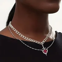 Collier de Couple blanche-neige, pendentif cœur et épée pour femmes, bijoux romantiques pour la saint-valentin, accessoires cadeaux 5