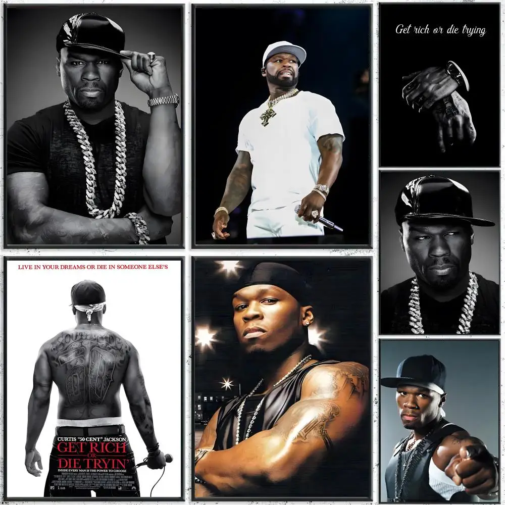 Rapper Curtis James Jackson III Poster Self-Adhesive Waterproof Wall Stickers, Coffee Bar Home Wall Decor