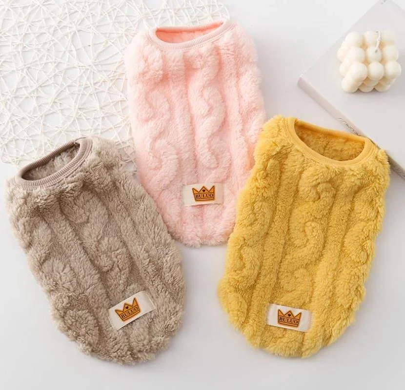 Winter warm dog clothes pet cat autumn twist fleece pet vest dog sweater french bulldog dog costume Fleece Pullover cat clothes