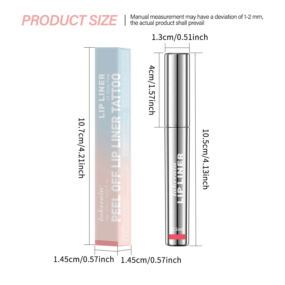Lakerain Peel Off Lip Liner Tattoo กันน้ํา Long Lasting Matte Non-Stick Cup Lip Tint เซ็กซี่สีแดง Contour Lips Make up เครื่องสําอาง