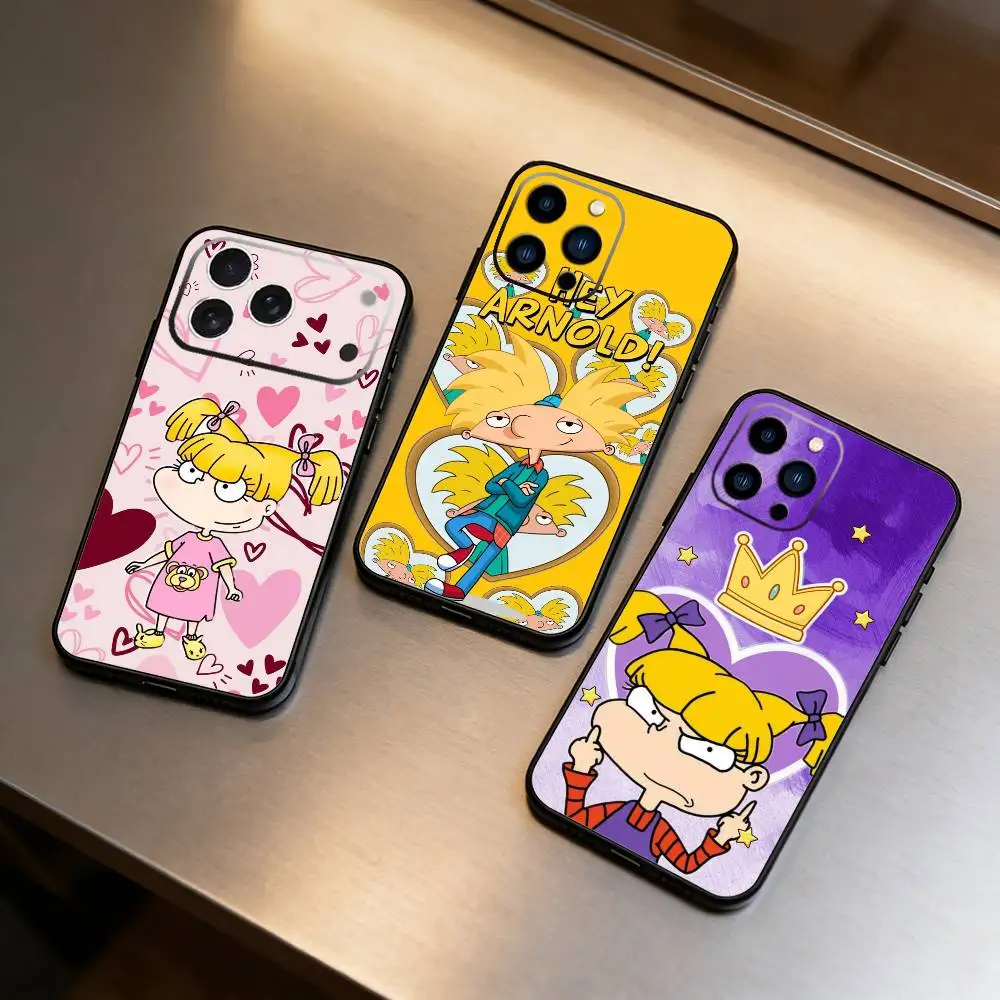 

K-Hey Arnold Helga Bonito Phone Case For iPhone 16,15,14,13,12,17,Pro Max,Plus Silicone Black Case