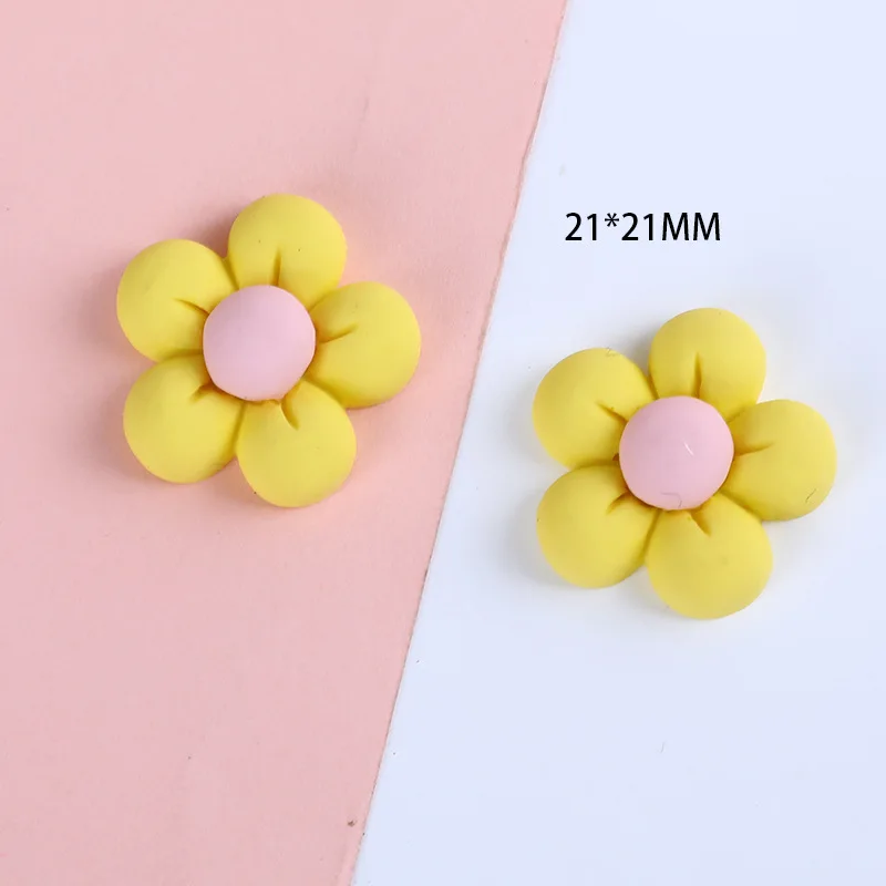 20Pcs/lot 21x21mm Resin Flower Flatback Cabochons Scrapbook for DIY Jewelry Making Craft Headwear Embellishments Accessories