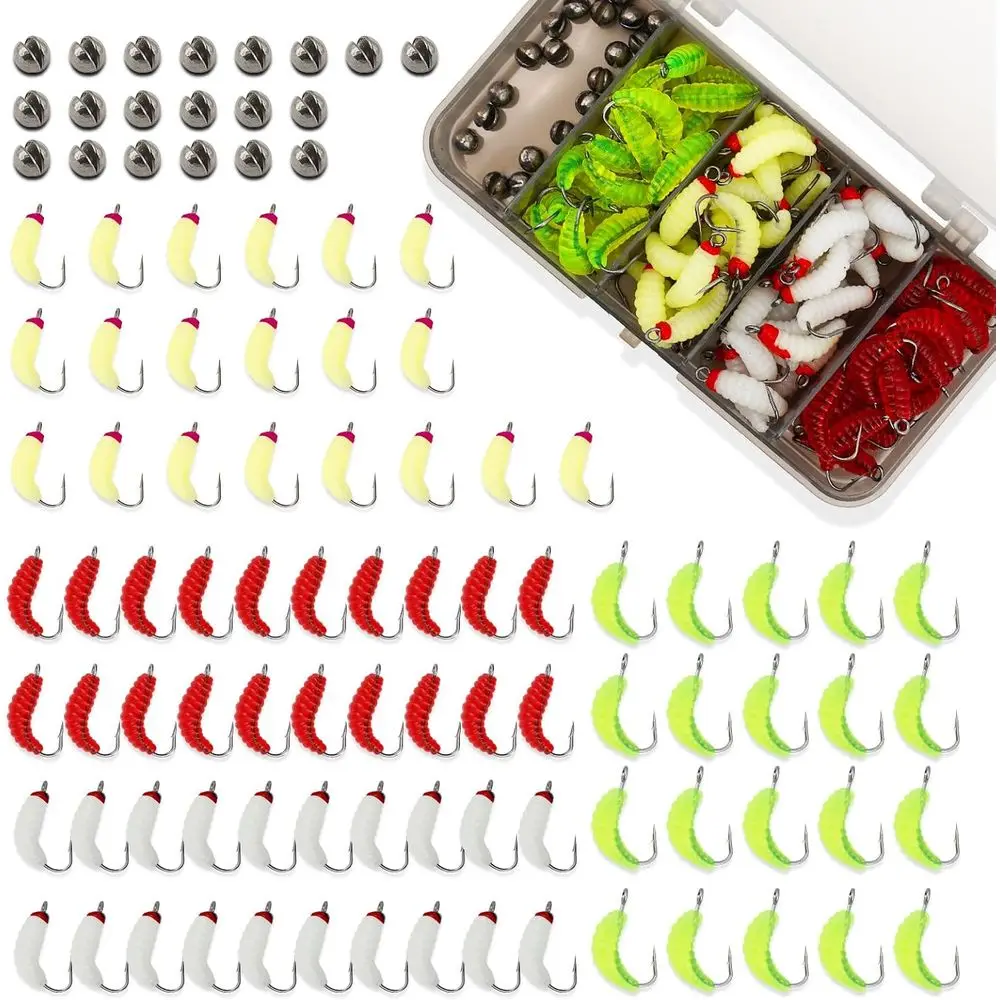 

100 шт. мягкие силиконовые рыболовные приманки с крючками, биомиметическая наживка для личи и дождевого червя двойной формы, реалистичная искусственная приманка для червей для F