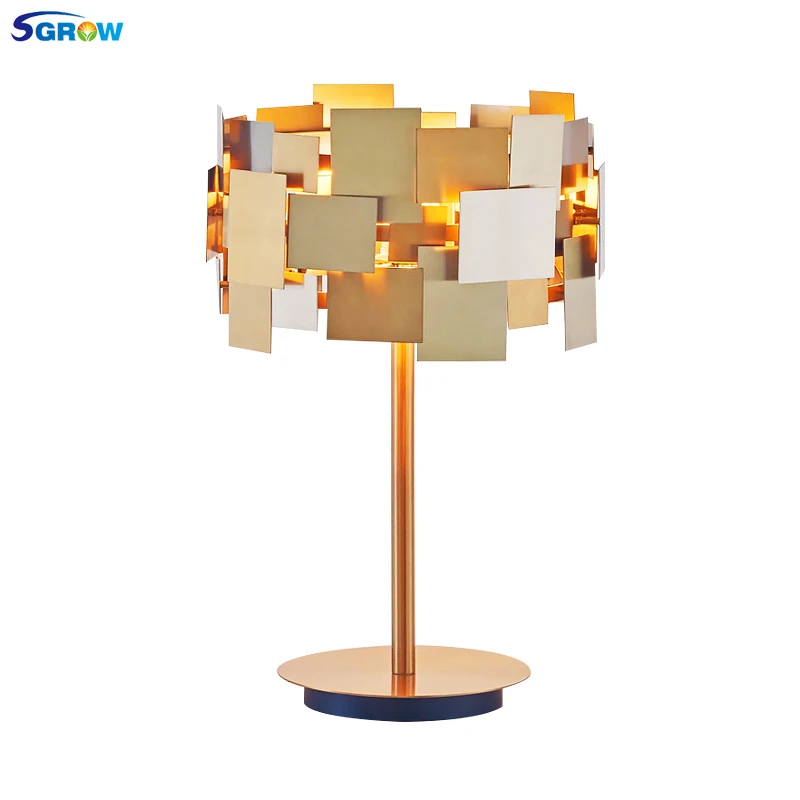 

SGROW Gold Stainless Steel Table Lights New Designer Gold Desk Lamp for Living Room Bedroom Fashion Bedside Lampara de mesa