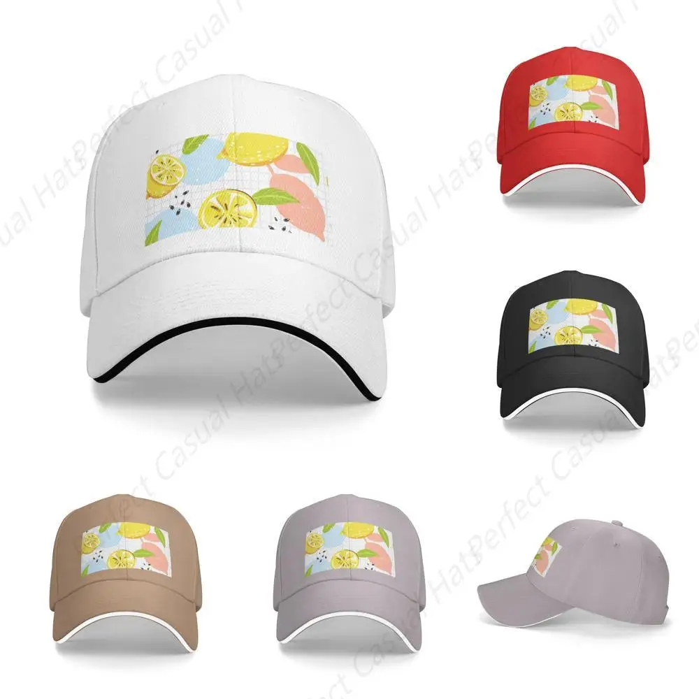 

Hot-Selling Vintage Lemon Printing Hat Sandwich Caps Peaked Caps Trucker Hat Men Women Outdoor Sport Sun Visor