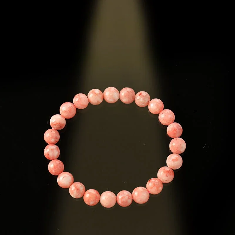 Natural Raw Ore Cinnabar Rough Stone Bracelet for Women Men Pink Single Circle Prayer Bracelet Lucky Jewelry Gift