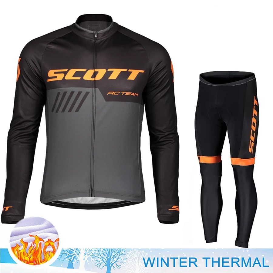 SCOTT Cycling Man Men\'s Pants Gel Team Jersey 2023 Winter Thermal Fleece Bib Blouse Cyclist Road Bike Uniform Clothes Clothing