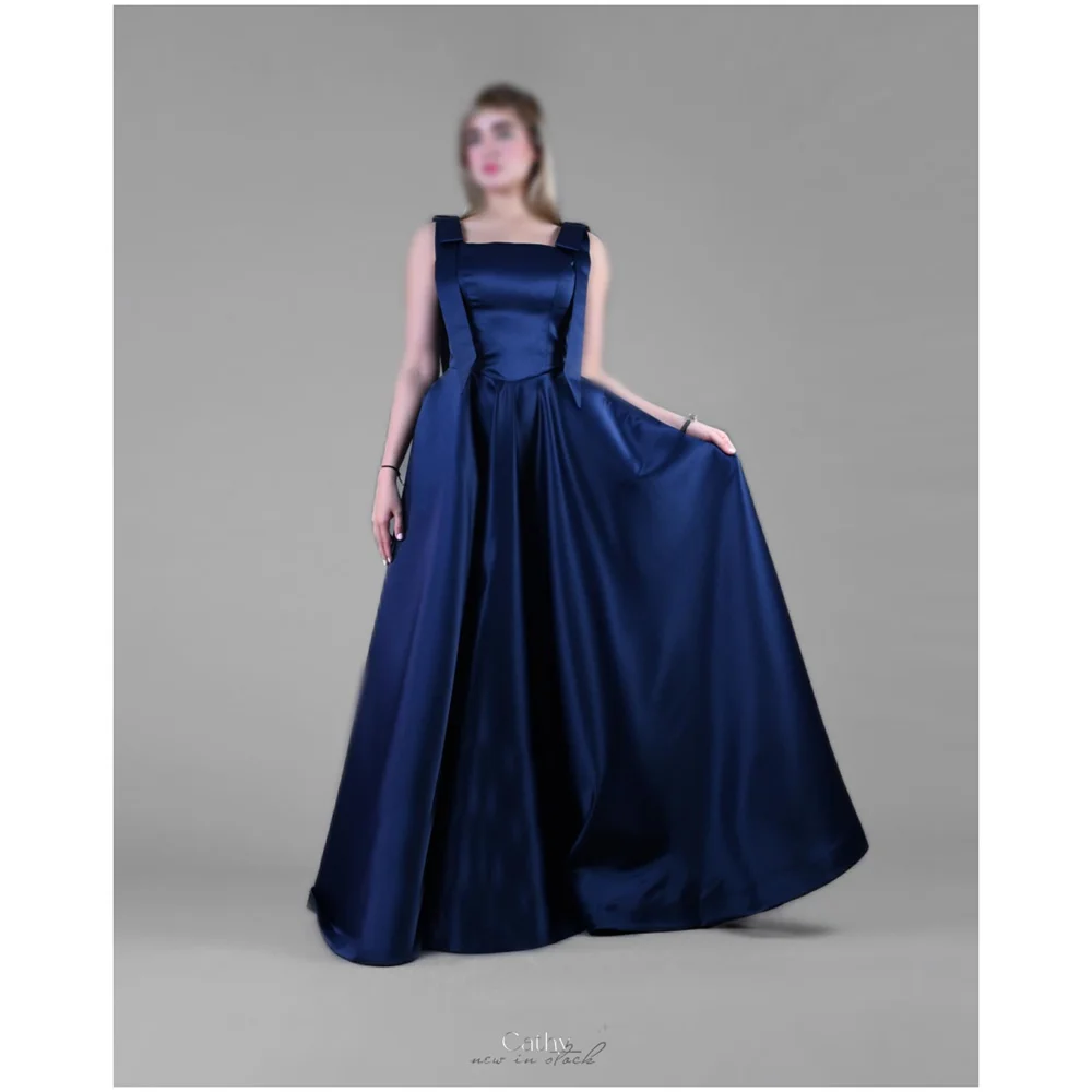 

Cathy Customized Square Collar Sleeveless Draped Prom Dress A-Line Lace-Up vestidos de noiva Elegant Floor-Length Formal Evening