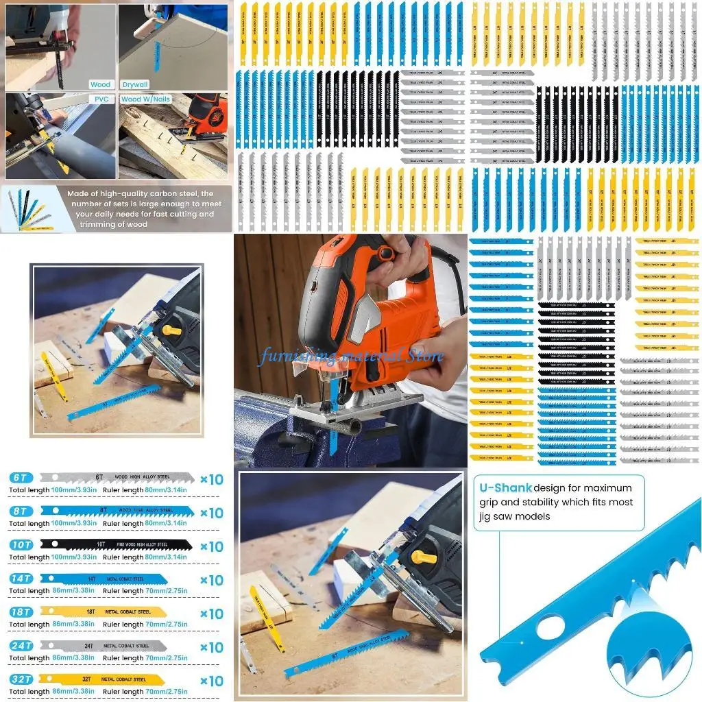 

Y5GD 70Pcs UShank Bladess Set Carbon Steel Bladess Assortment Cutting Bladess for Wood Plastic Metal