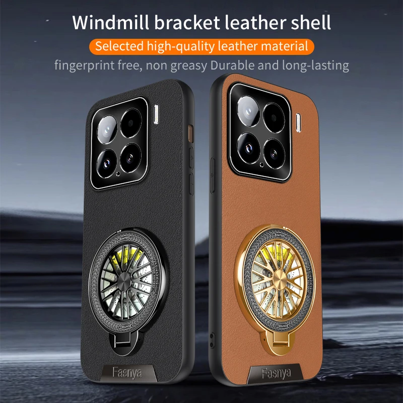 

Чехол для телефона с металлической текстурой кожи для XiaoMi 13 13T 15 14 Pro, противоударный, с вращающимся держателем, задняя крышка для XiaoMi 13 Ultra Case
