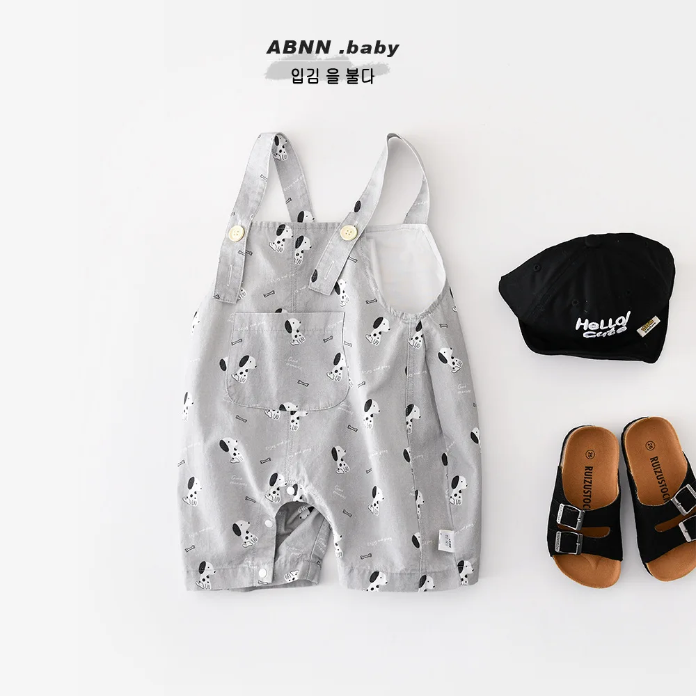 

Летние комбинезоны с милым мультяшным принтом собаки для младенцев, мягкие дышащие брюки на подтяжках в корейском стиле, повседневная уличная одежда для маленьких мальчиков и девочек