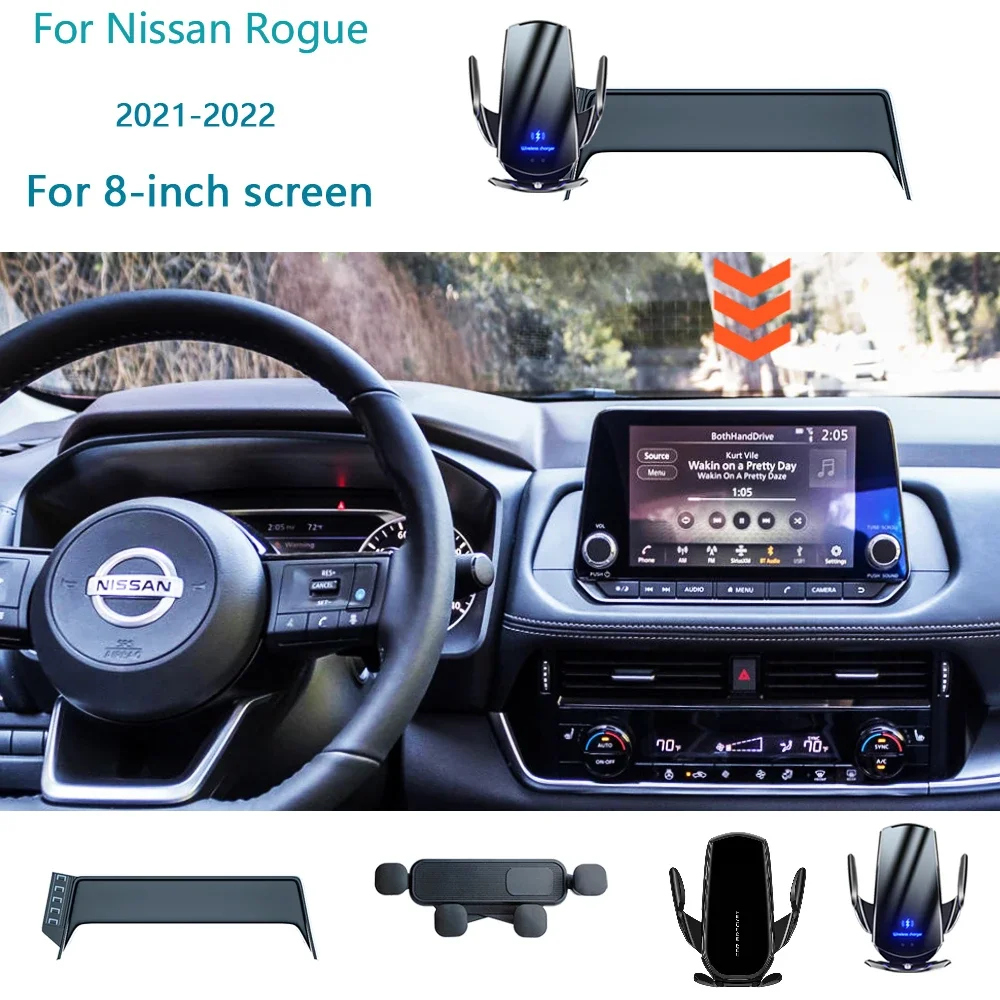 

Car Phone Holder Screen Fixed Base Navigation Bracket 15W Wireless Charging Car Accessories For Nissan Rogue T33 2021 2022
